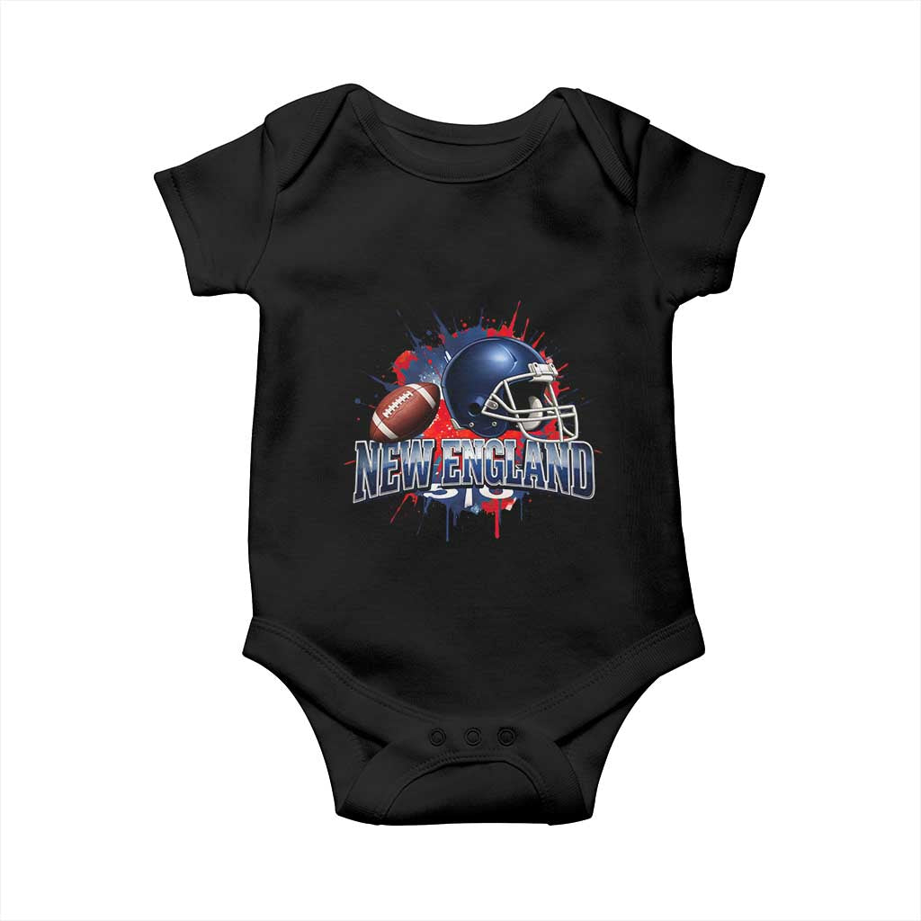 New England Athletic Helmet Graphic Paint Splatter Graphic Baby Onesie Patriotic Game Day Sports Fan TS02 Black Print Your Wear