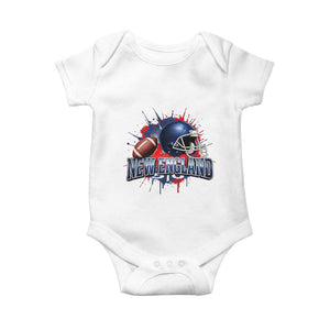 New England Athletic Helmet Graphic Paint Splatter Graphic Baby Onesie Patriotic Game Day Sports Fan