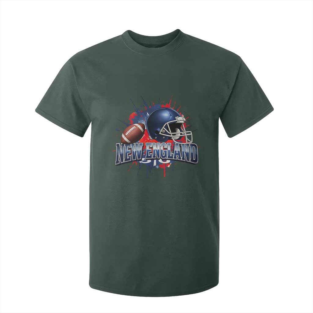 New England Athletic Helmet Graphic Paint Splatter Graphic T Shirt For Kid Patriotic Game Day Sports Fan