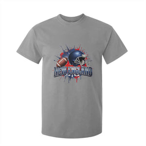 New England Athletic Helmet Graphic Paint Splatter Graphic T Shirt For Kid Patriotic Game Day Sports Fan