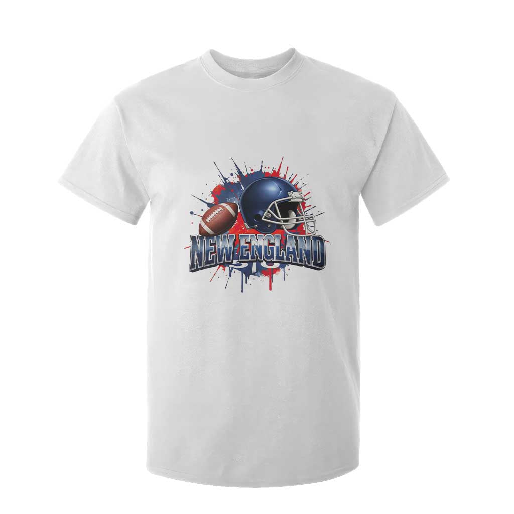 New England Athletic Helmet Graphic Paint Splatter Graphic T Shirt For Kid Patriotic Game Day Sports Fan