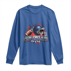 New England Athletic Helmet Graphic Paint Splatter Graphic Long Sleeve Shirt Patriotic Game Day Sports Fan