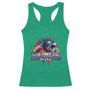 New England Athletic Helmet Graphic Paint Splatter Graphic Racerback Tank Top Patriotic Game Day Sports Fan