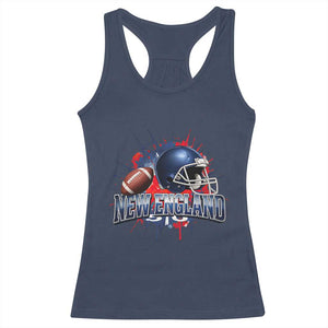 New England Athletic Helmet Graphic Paint Splatter Graphic Racerback Tank Top Patriotic Game Day Sports Fan
