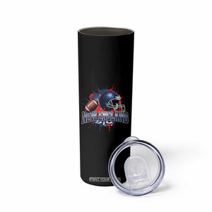 New England Athletic Helmet Graphic Paint Splatter Graphic Skinny Tumbler Patriotic Game Day Sports Fan