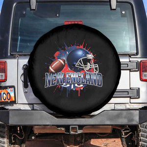 New England Athletic Helmet Graphic Paint Splatter Graphic Spare Tire Cover Patriotic Game Day Sports Fan