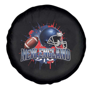 New England Athletic Helmet Graphic Paint Splatter Graphic Spare Tire Cover Patriotic Game Day Sports Fan