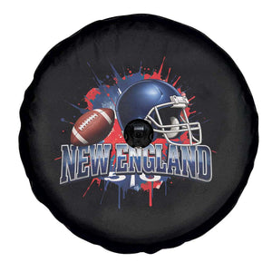 New England Athletic Helmet Graphic Paint Splatter Graphic Spare Tire Cover Patriotic Game Day Sports Fan