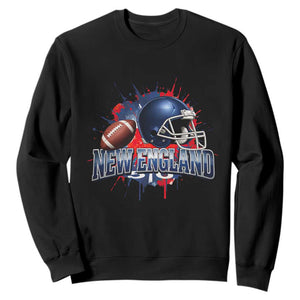 New England Athletic Helmet Graphic Paint Splatter Graphic Sweatshirt Patriotic Game Day Sports Fan