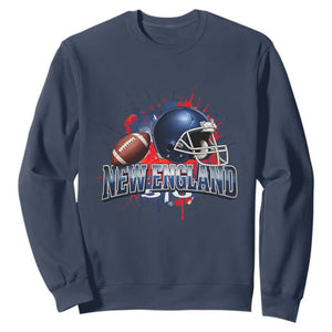 New England Athletic Helmet Graphic Paint Splatter Graphic Sweatshirt Patriotic Game Day Sports Fan