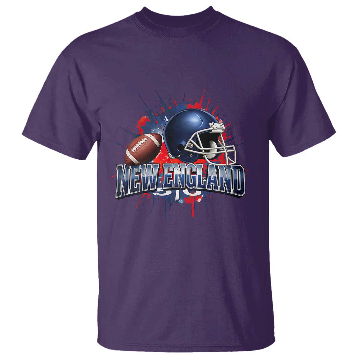 New England Athletic Helmet Graphic Paint Splatter Graphic T Shirt Patriotic Game Day Sports Fan