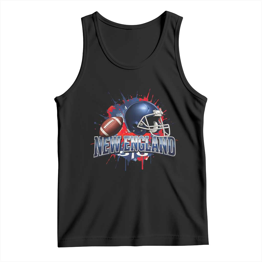 New England Athletic Helmet Graphic Paint Splatter Graphic Tank Top Patriotic Game Day Sports Fan TS02 Black Print Your Wear