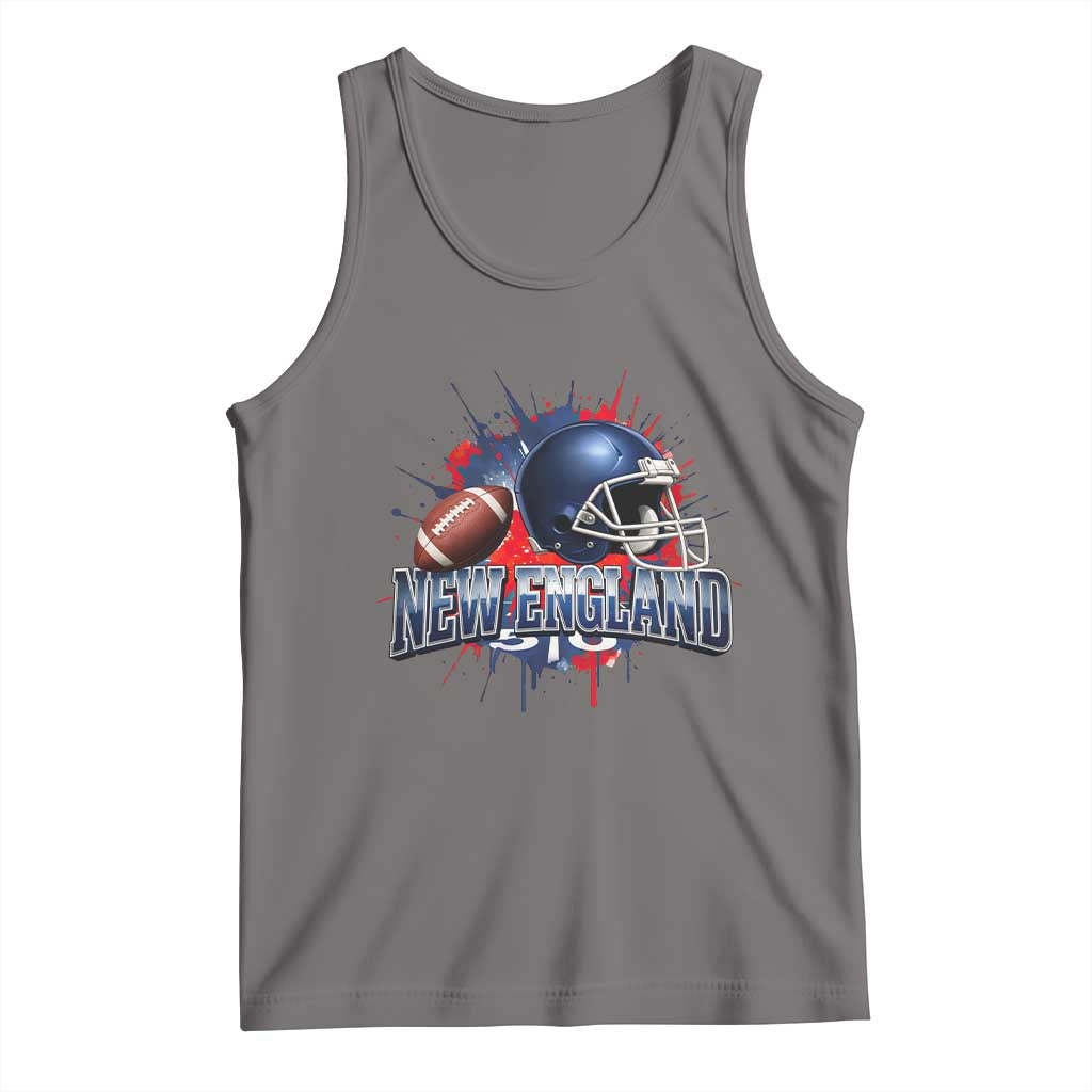 New England Athletic Helmet Graphic Paint Splatter Graphic Tank Top Patriotic Game Day Sports Fan