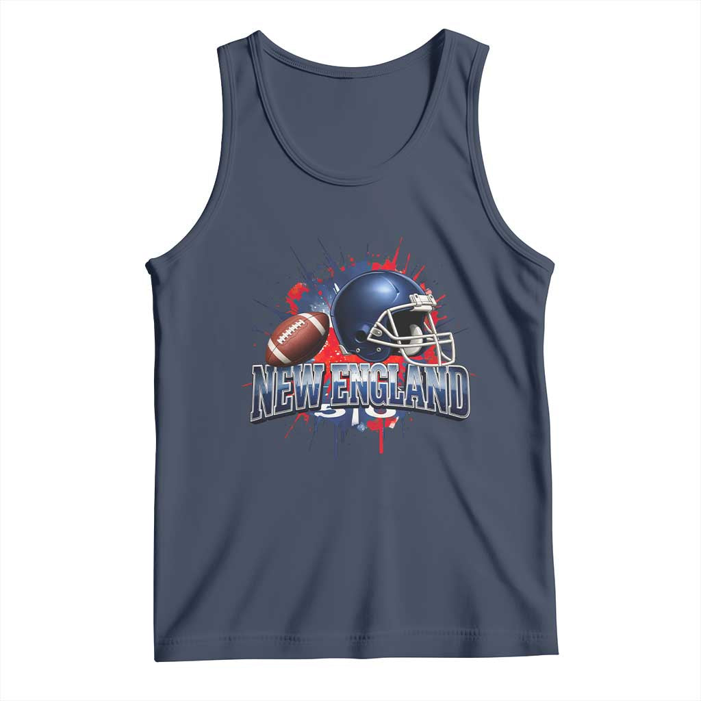 New England Athletic Helmet Graphic Paint Splatter Graphic Tank Top Patriotic Game Day Sports Fan