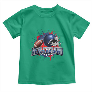 New England Athletic Helmet Graphic Paint Splatter Graphic Toddler T Shirt Patriotic Game Day Sports Fan