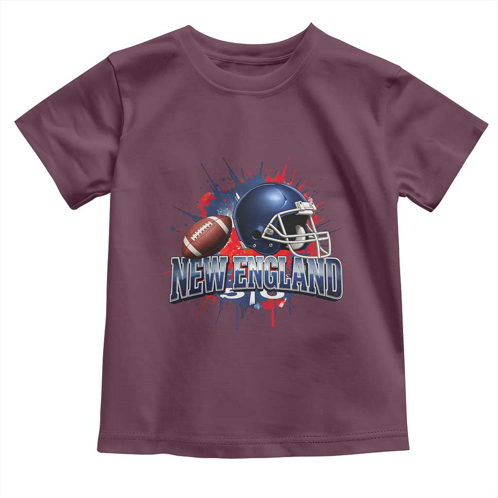 New England Athletic Helmet Graphic Paint Splatter Graphic Toddler T Shirt Patriotic Game Day Sports Fan
