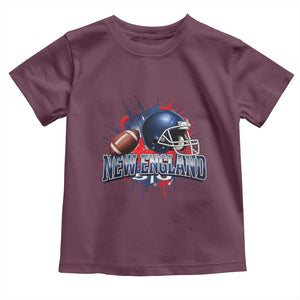 New England Athletic Helmet Graphic Paint Splatter Graphic Toddler T Shirt Patriotic Game Day Sports Fan