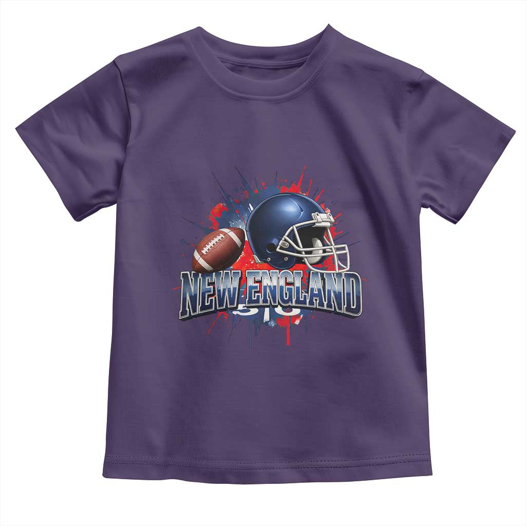 New England Athletic Helmet Graphic Paint Splatter Graphic Toddler T Shirt Patriotic Game Day Sports Fan