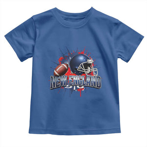New England Athletic Helmet Graphic Paint Splatter Graphic Toddler T Shirt Patriotic Game Day Sports Fan