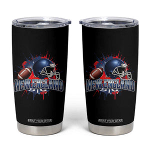 New England Athletic Helmet Graphic Paint Splatter Graphic Tumbler Cup Patriotic Game Day Sports Fan