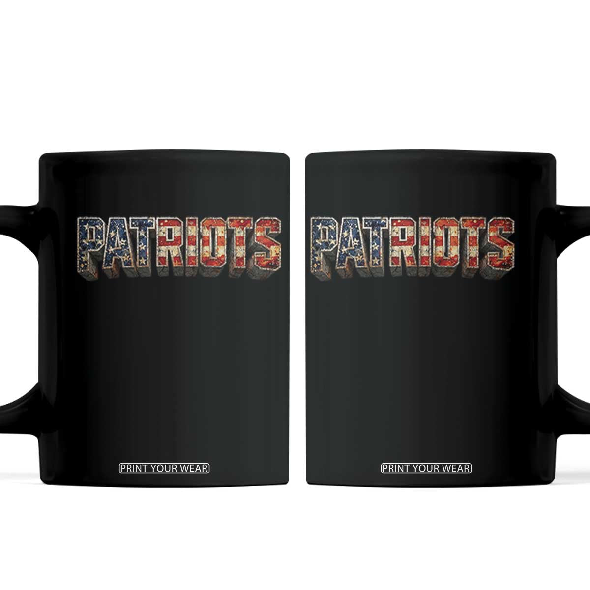 Patriotic American Flag Lettering Sports Graphic Coffee Mug Vintage Game Day Sports Fan TS02 Black Print Your Wear