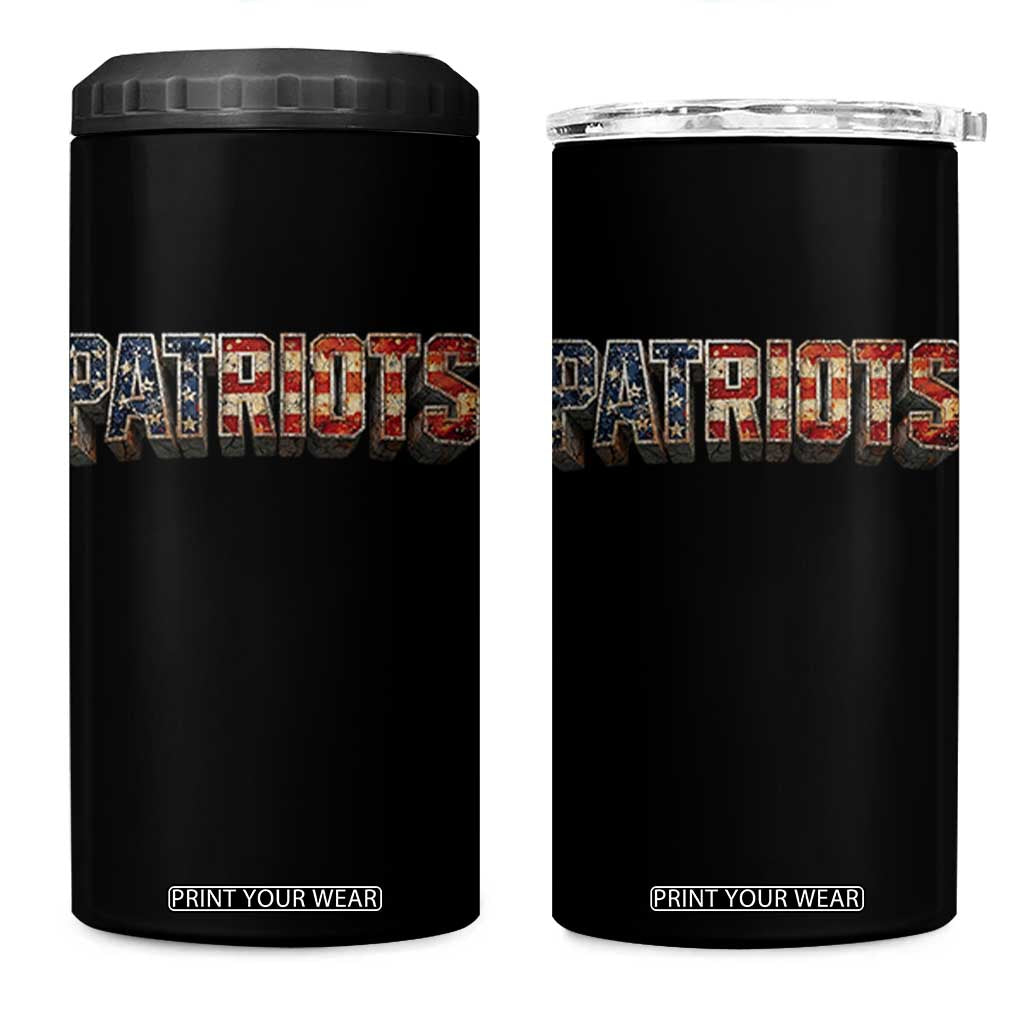 Patriotic American Flag Lettering Sports Graphic 4 in 1 Can Cooler Tumbler Vintage Game Day Sports Fan TS02 One Size: 16 oz Black Print Your Wear