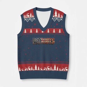 Patriotic American Flag Lettering Sports Graphic V-Neck Knit Sweater Vest Vintage Game Day Sports Fan