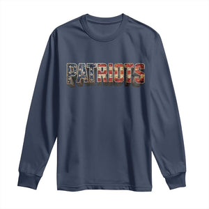 Patriotic American Flag Lettering Sports Graphic Long Sleeve Shirt Vintage Game Day Sports Fan