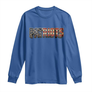 Patriotic American Flag Lettering Sports Graphic Long Sleeve Shirt Vintage Game Day Sports Fan
