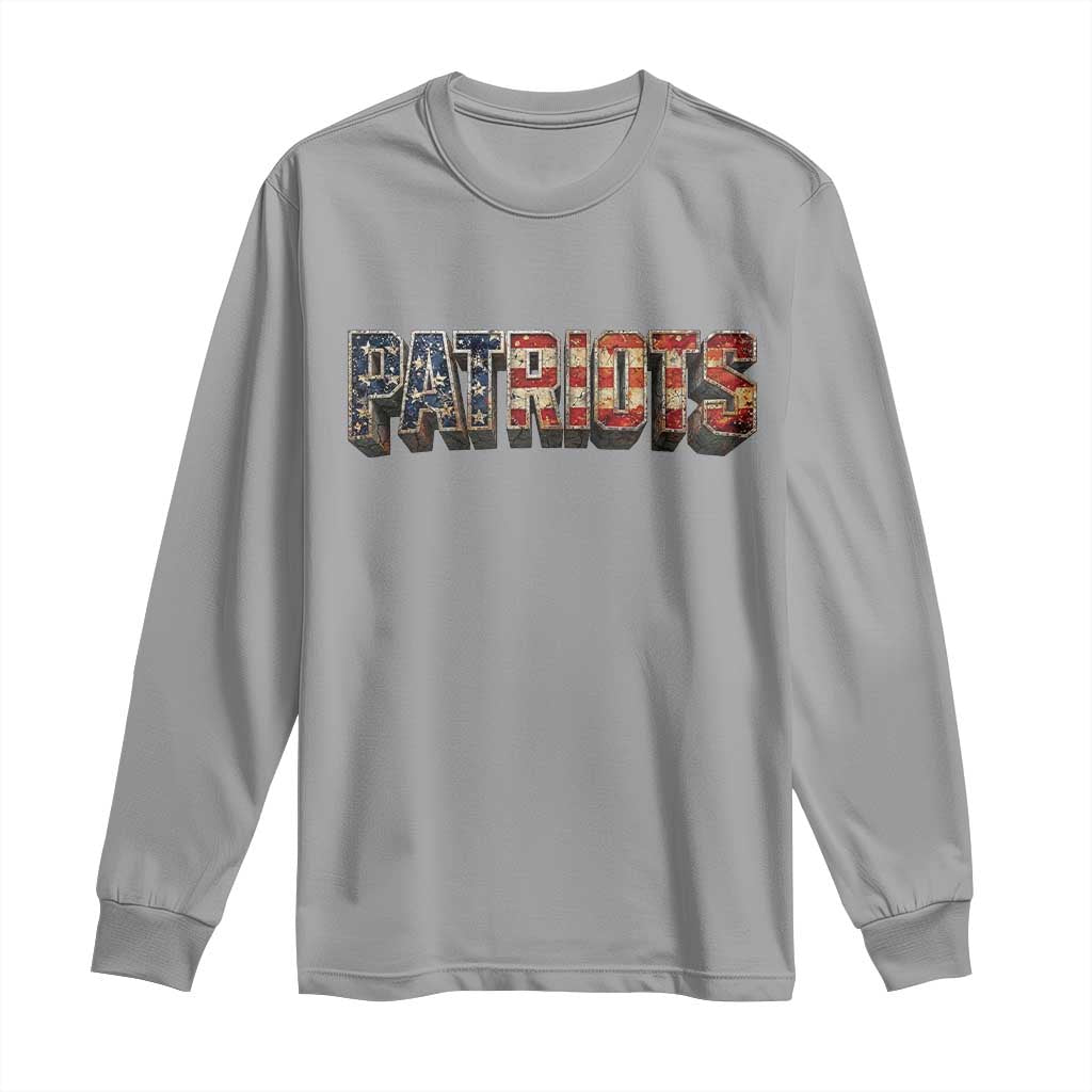 Patriotic American Flag Lettering Sports Graphic Long Sleeve Shirt Vintage Game Day Sports Fan