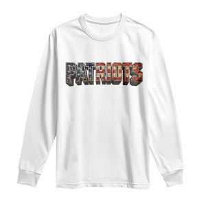 Patriotic American Flag Lettering Sports Graphic Long Sleeve Shirt Vintage Game Day Sports Fan