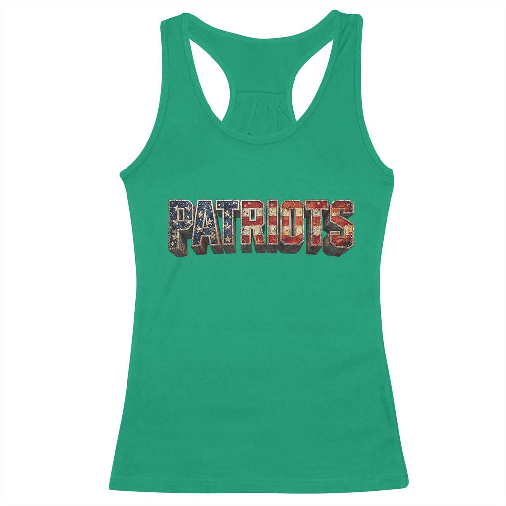 Patriotic American Flag Lettering Sports Graphic Racerback Tank Top Vintage Game Day Sports Fan