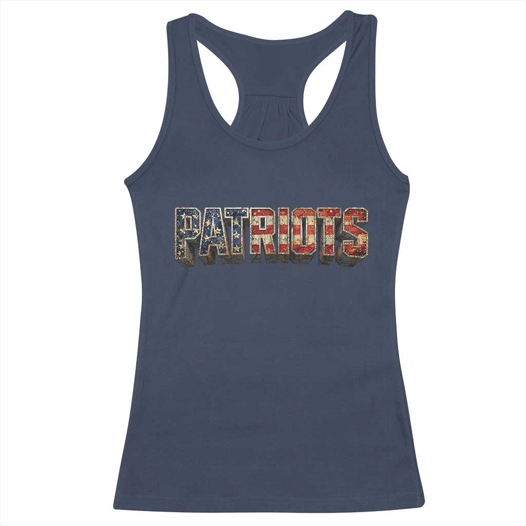 Patriotic American Flag Lettering Sports Graphic Racerback Tank Top Vintage Game Day Sports Fan