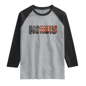 Patriotic American Flag Lettering Sports Graphic Raglan Shirt Vintage Game Day Sports Fan