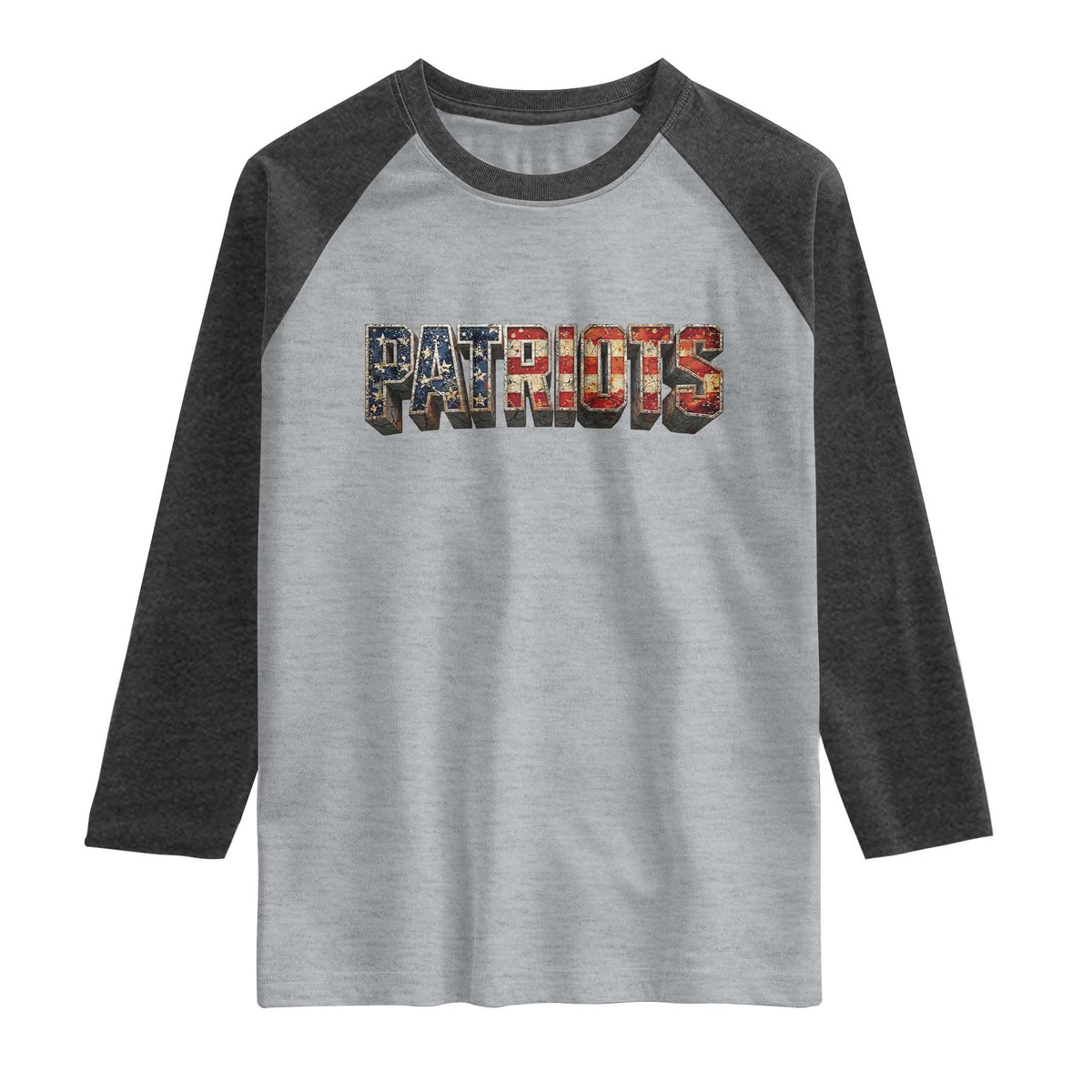 Patriotic American Flag Lettering Sports Graphic Raglan Shirt Vintage Game Day Sports Fan
