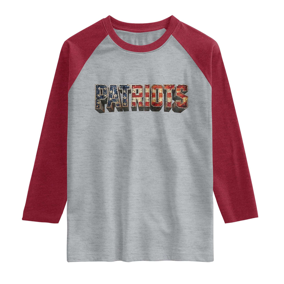 Patriotic American Flag Lettering Sports Graphic Raglan Shirt Vintage Game Day Sports Fan