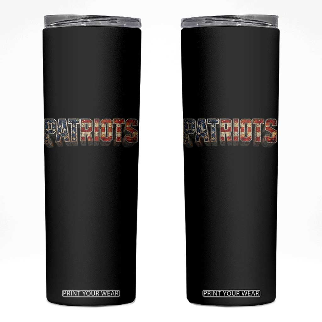 Patriotic American Flag Lettering Sports Graphic Skinny Tumbler Vintage Game Day Sports Fan TS02 Black Print Your Wear