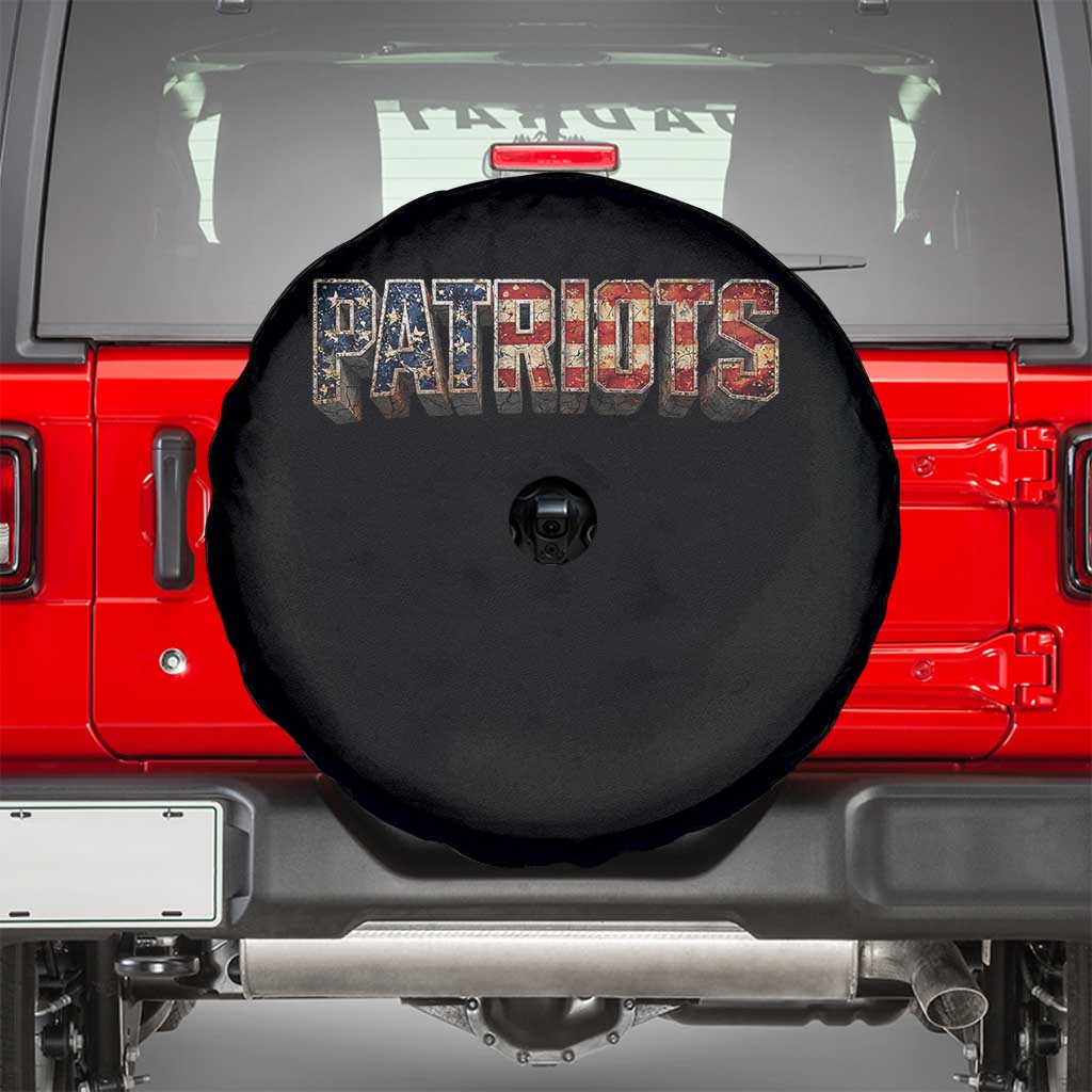 Patriotic American Flag Lettering Sports Graphic Spare Tire Cover Vintage Game Day Sports Fan