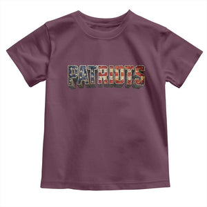 Patriotic American Flag Lettering Sports Graphic Toddler T Shirt Vintage Game Day Sports Fan