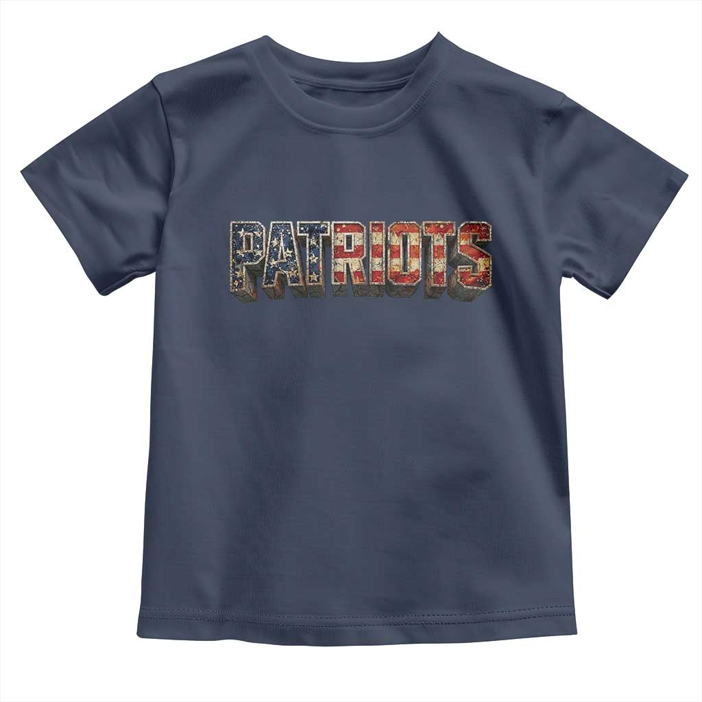 Patriotic American Flag Lettering Sports Graphic Toddler T Shirt Vintage Game Day Sports Fan
