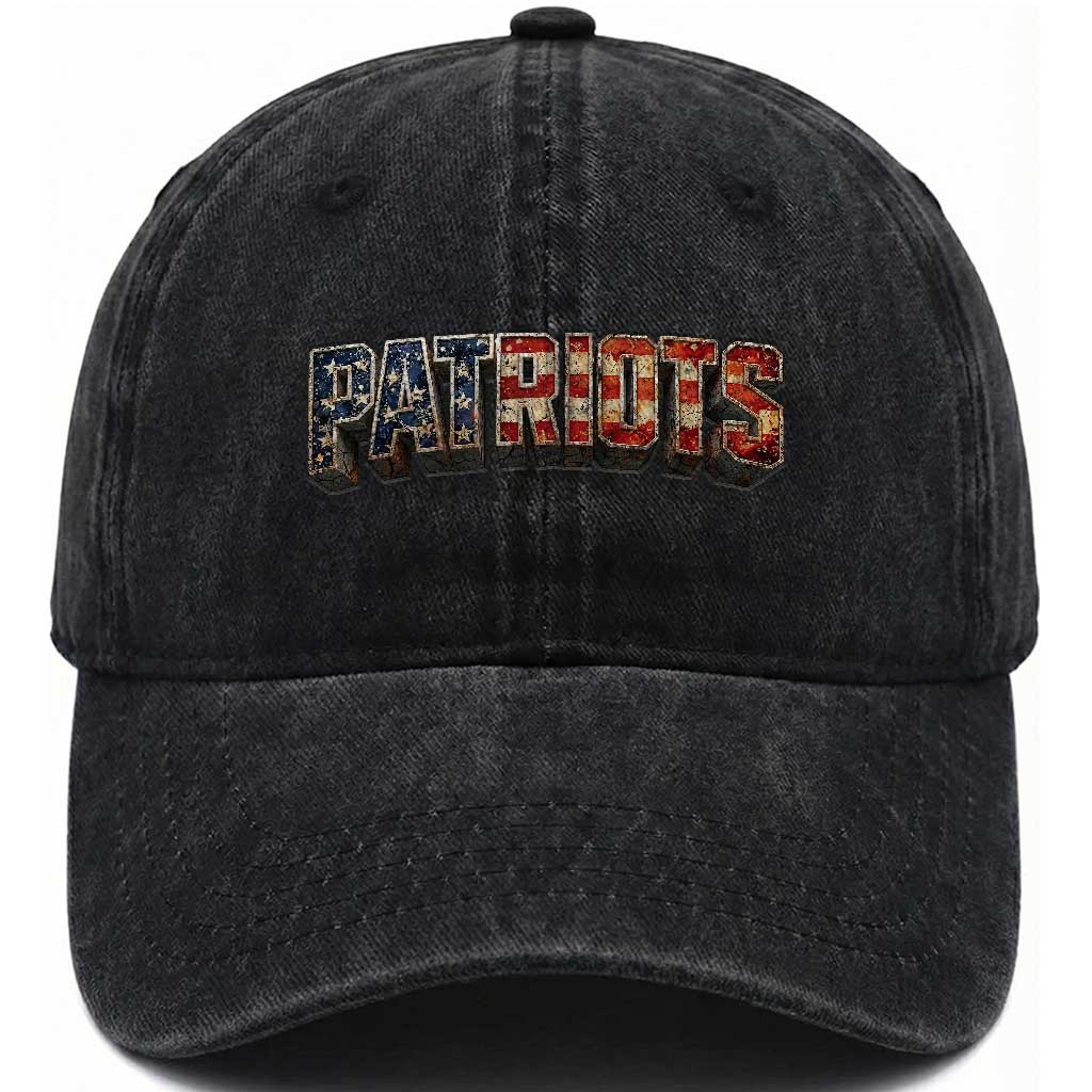 Patriotic American Flag Lettering Sports Graphic Washed Cotton Baseball Cap Vintage Game Day Sports Fan TS02 Print Your Wear