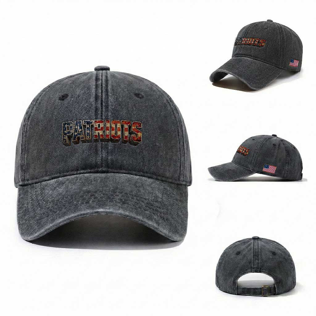 Patriotic American Flag Lettering Sports Graphic Washed Cotton Baseball Cap Vintage Game Day Sports Fan
