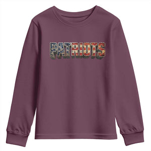 Patriotic American Flag Lettering Sports Graphic Youth Sweatshirt Vintage Game Day Sports Fan