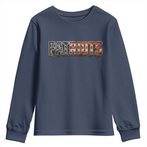 Patriotic American Flag Lettering Sports Graphic Youth Sweatshirt Vintage Game Day Sports Fan