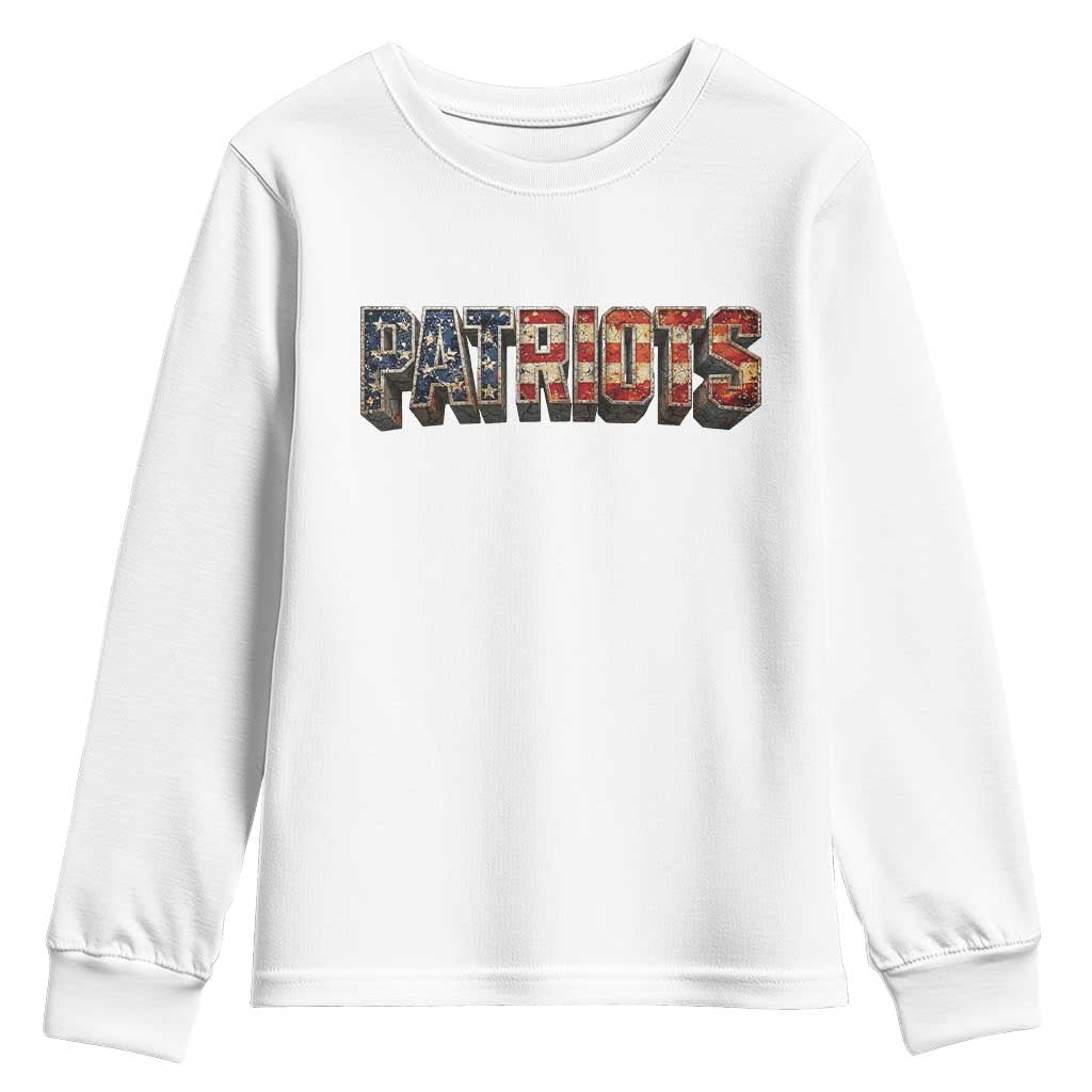 Patriotic American Flag Lettering Sports Graphic Youth Sweatshirt Vintage Game Day Sports Fan