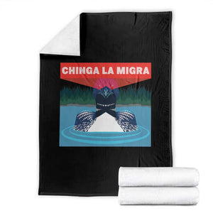 Chinga La Migra Red Eye Laser Loon Throw Blanket Political Resist Ice Minnesota Protest TS02 Black Print Your Wear