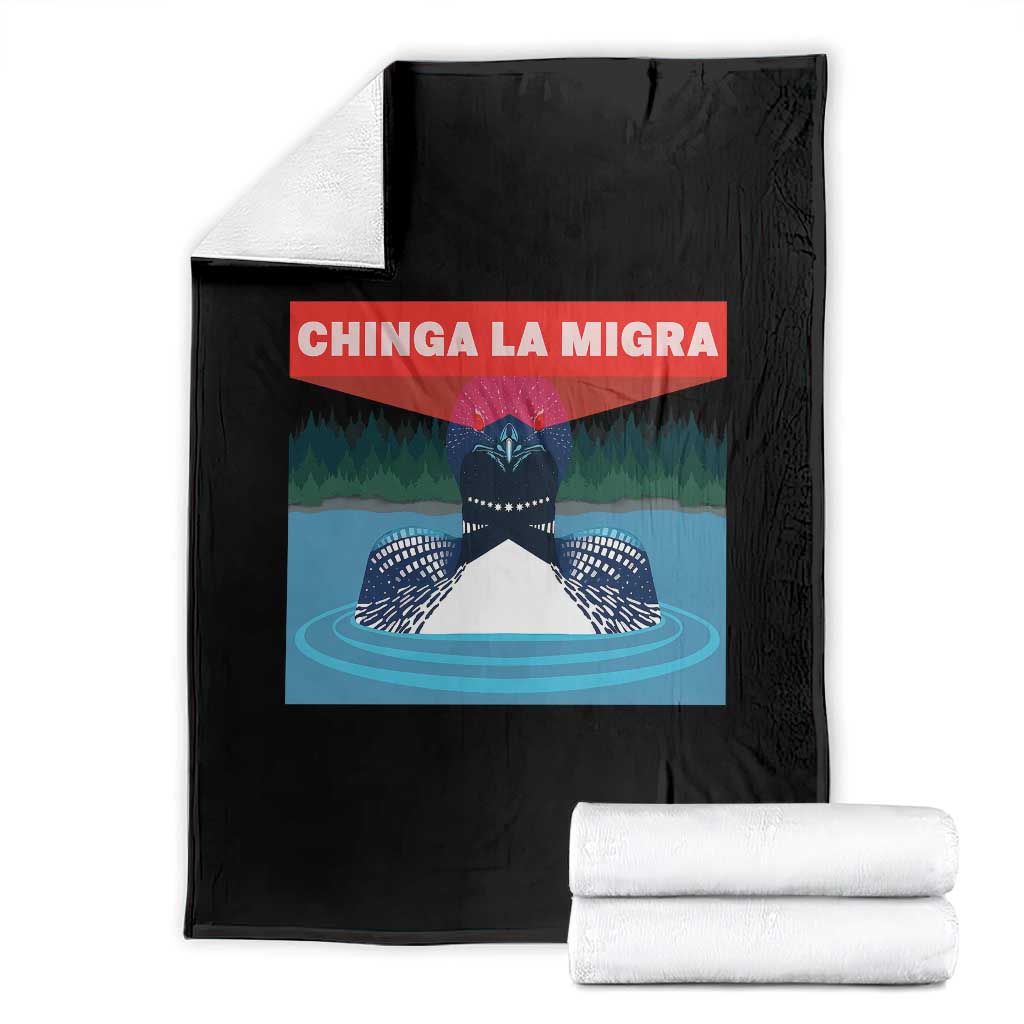 Chinga La Migra Red Eye Laser Loon Throw Blanket Political Resist Ice Minnesota Protest TS02 Black Print Your Wear