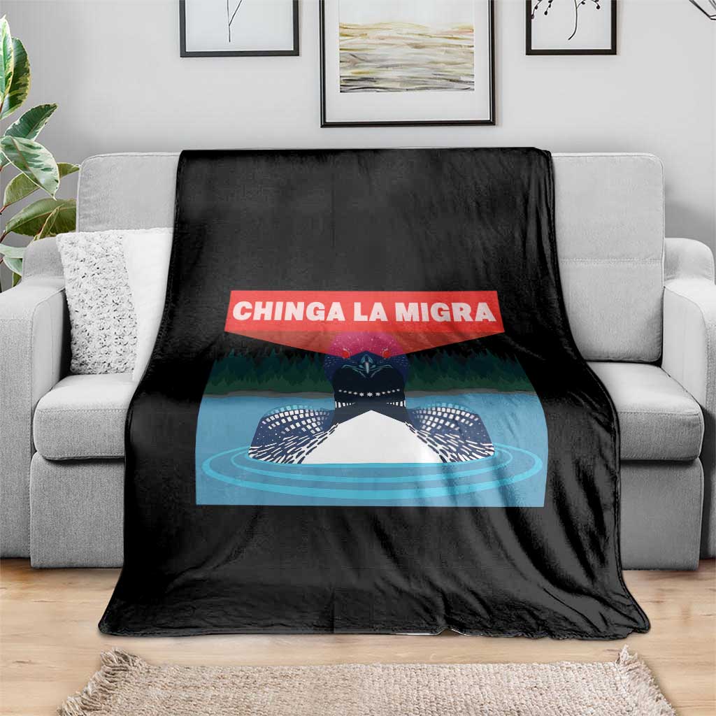 Chinga La Migra Red Eye Laser Loon Throw Blanket Political Resist Ice Minnesota Protest TS02 Print Your Wear