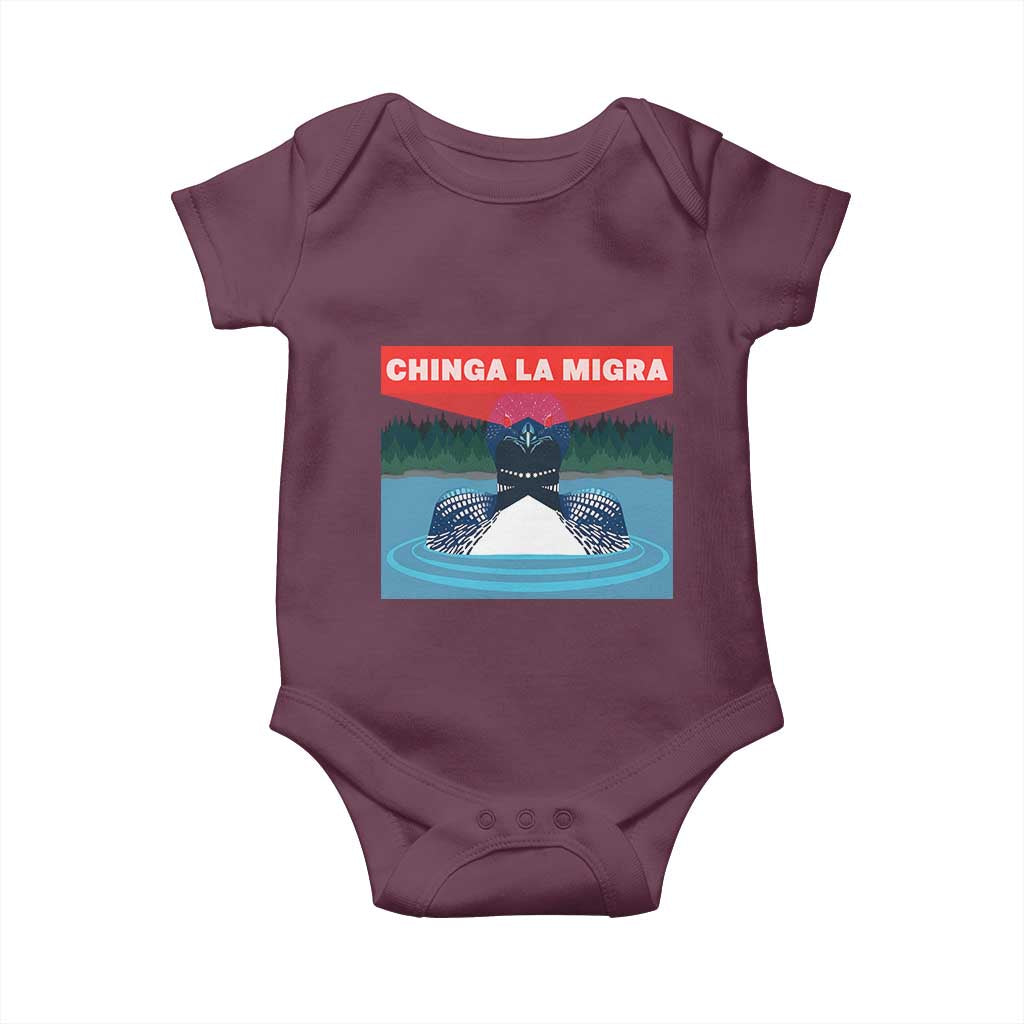 Chinga La Migra Red Eye Laser Loon Baby Onesie Political Resist Ice Minnesota Protest TS02 Maroon Print Your Wear