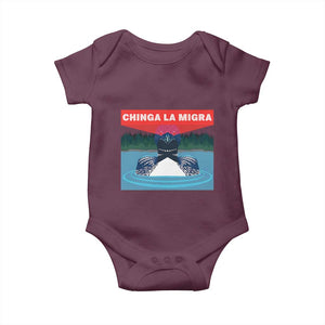 Chinga La Migra Red Eye Laser Loon Baby Onesie Political Resist Ice Minnesota Protest TS02 Maroon Print Your Wear